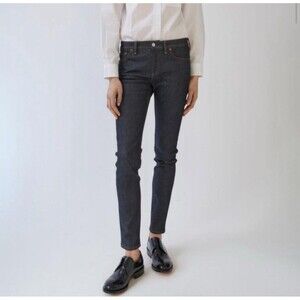 Acne Studios Women Climb Indigo Mid Rise Skinny Fit Jeans Dark Wash Size W34 L28